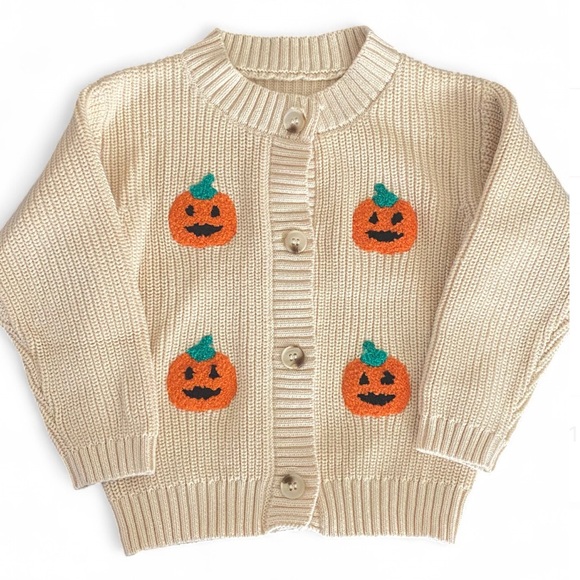 Other - Cream Knit Pumpkin Cardigan